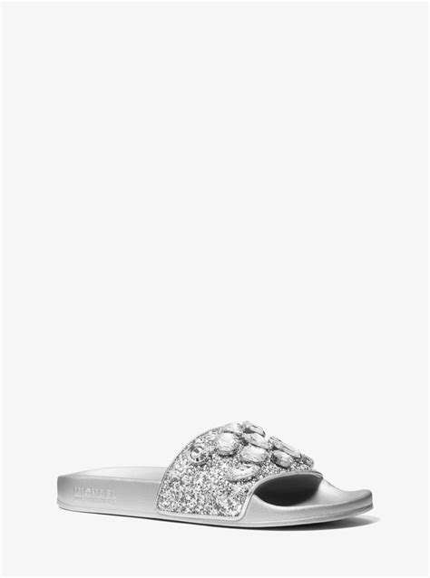 Gilmore Jewel Embellished Glitter Slide Sandal 